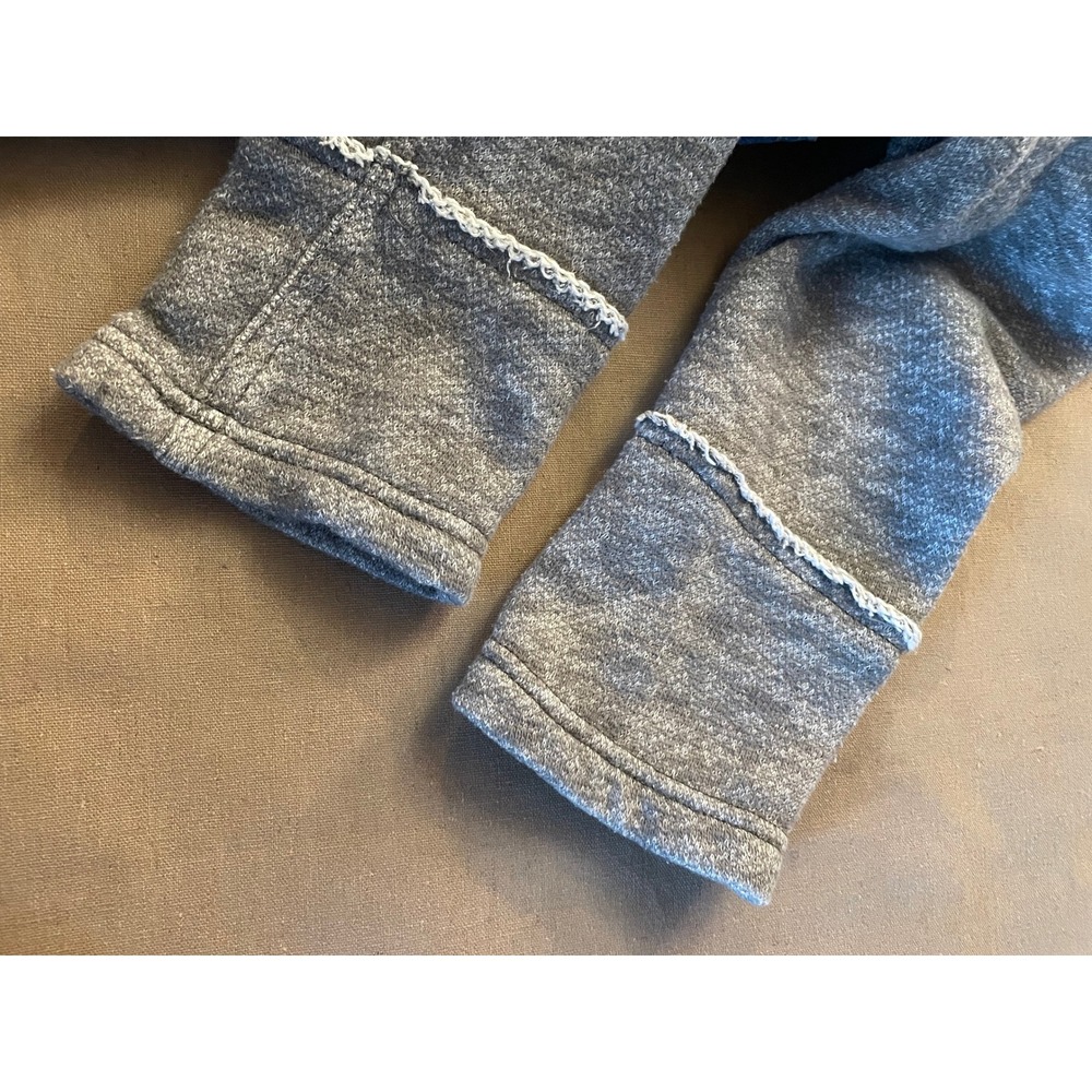 Free People Knit Hooded Denim Jacket Size L Distressed Jean Jacket Tomboy Edgy - Picture 11 of 14